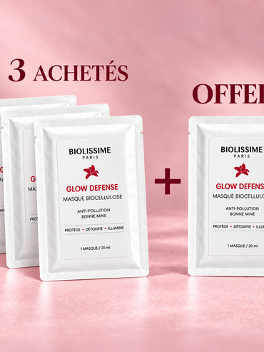 Le rituel Glow 3 + 1 offert Masques Biocellulose Glow Défense