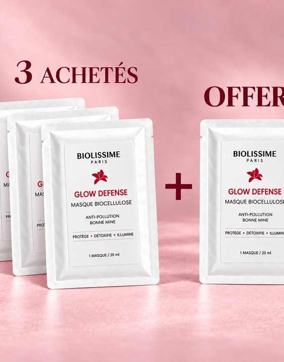 Le rituel Glow 3 + 1 offert Masques Biocellulose Glow Défense